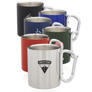 10 oz. Carabiner Handle Stainless Steel Mugs  |   Stainless steel Stainless steel Stainless steel