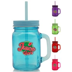 15 oz. Colored Mason Jars with Straw  |   Mason Jars Glassware Mason Jars