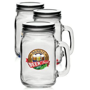 16 oz. Libbey Handle Mason Jars with Lids  |   Mason Jars Glassware Mason Jars