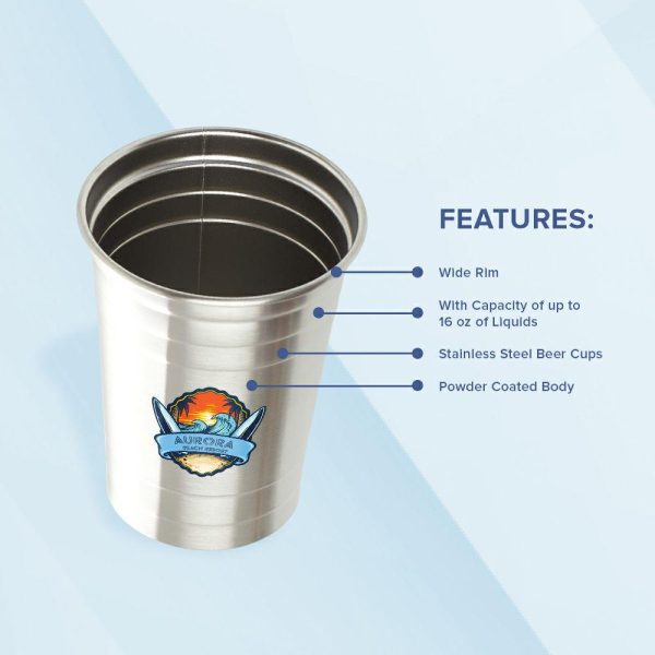 16 oz. Stainless Steel Beer Cups  |   Stainless steel Stainless steel Stainless steel