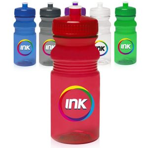 20 oz. Push Cap Bike Water Bottles  |   Plastic Plastic Plastic