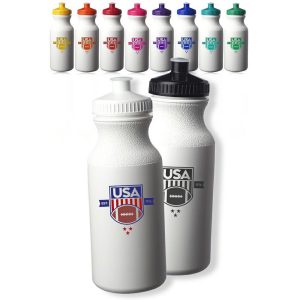 20 oz. White Water Bottles with Push Cap  |   Plastic Plastic Plastic