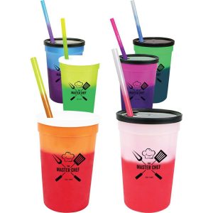 22 oz. Mood Stadium Cups with Straw and Lid Set  |   Stadium Cups Plastic Cups Stadium Cups