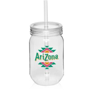 24 oz. Plastic Mason Jars with Straw  |   Plastic Plastic Plastic