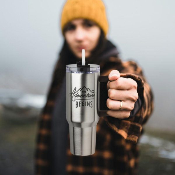 40 oz. Alps Stainless Steel Travel Mugs with Handle  |   Stainless steel Stainless steel Stainless steel