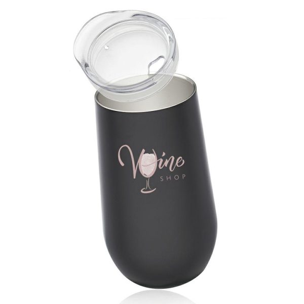 9 oz. Stemless Flute Wine Glasses with Lids  |   Stainless steel Stainless steel Stainless steel