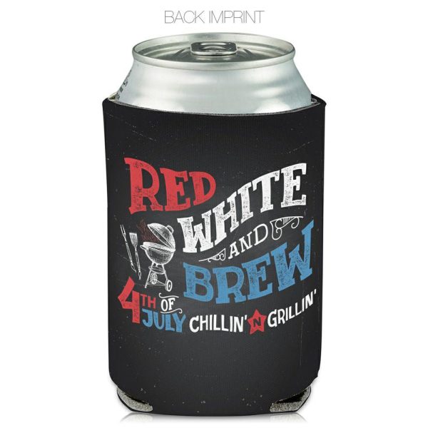 Collapsible Can Coolers Red White and Brew Print  |   Foam Can Coolers Can Coolers Foam Can Coolers