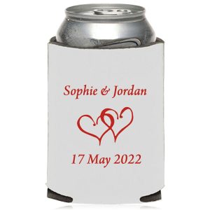 Collapsible Double Hearts Wedding Can Coolers  |   Foam Can Coolers Can Coolers Foam Can Coolers