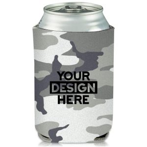 Collapsible Grey Camo Can Cooler  |   Foam Can Coolers Can Coolers Foam Can Coolers