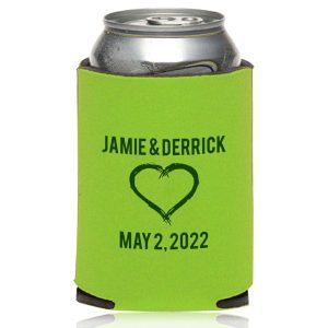 Collapsible Painted Heart Wedding Can Coolers  |   Foam Can Coolers Can Coolers Foam Can Coolers