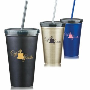 Get Your Customized 16 oz Stainless Steel Double Wall Tumblers With Straw  |   Stainless steel Stainless steel Stainless steel