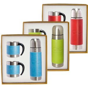 Tuscany™ Stainless Steel Thermos & Coffee Cups Gift Set  |   Stainless steel Stainless steel Stainless steel