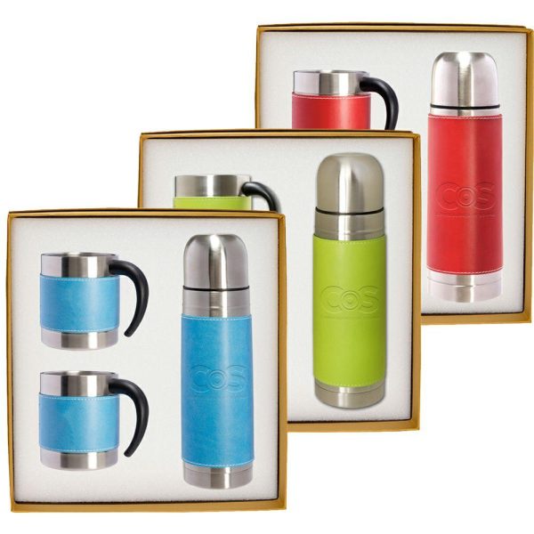 Tuscany™ Stainless Steel Thermos & Coffee Cups Gift Set  |   Stainless steel Stainless steel Stainless steel